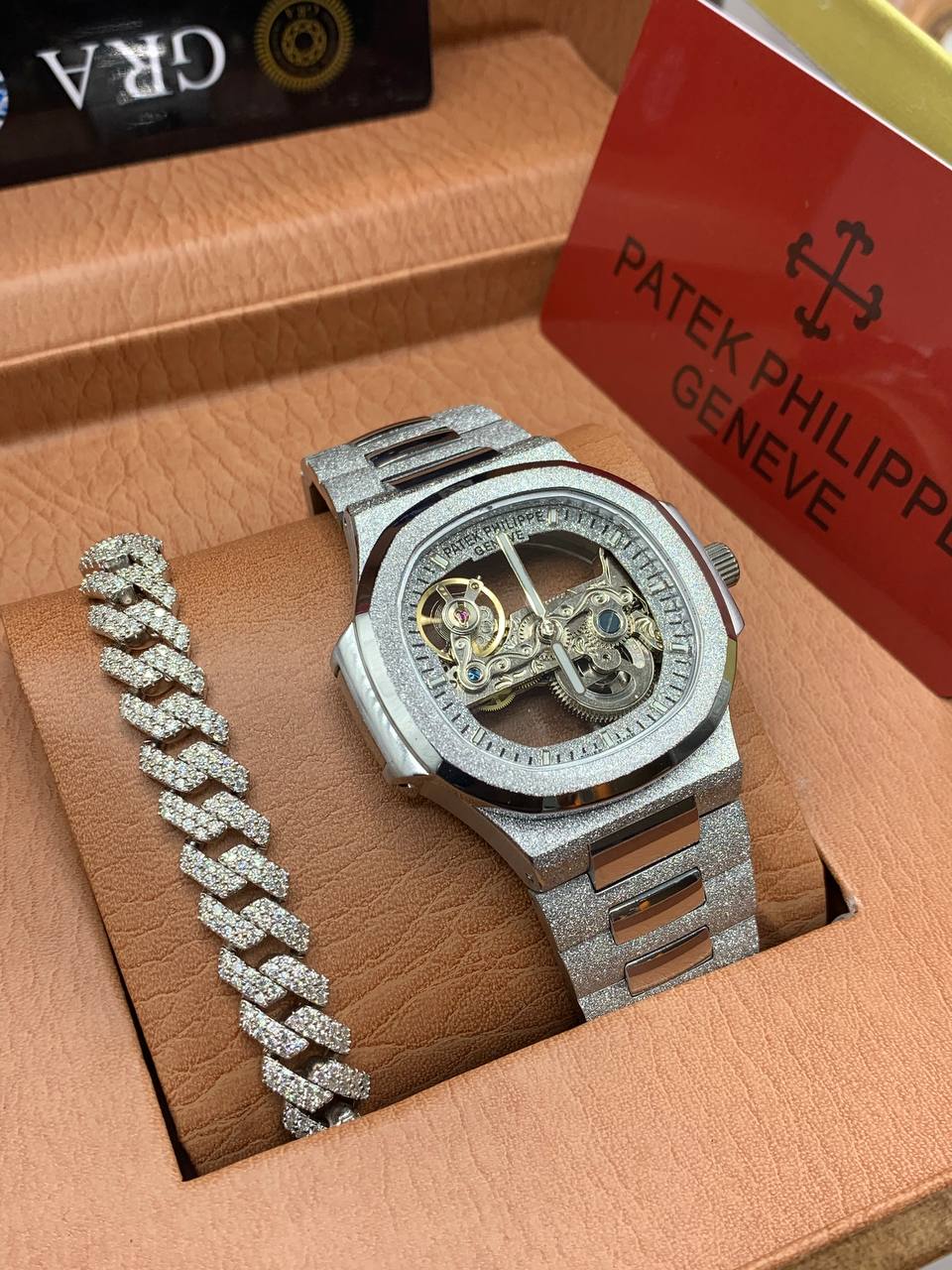 Luxury Patek Philippe Watch + Original Moisannite Bracelet