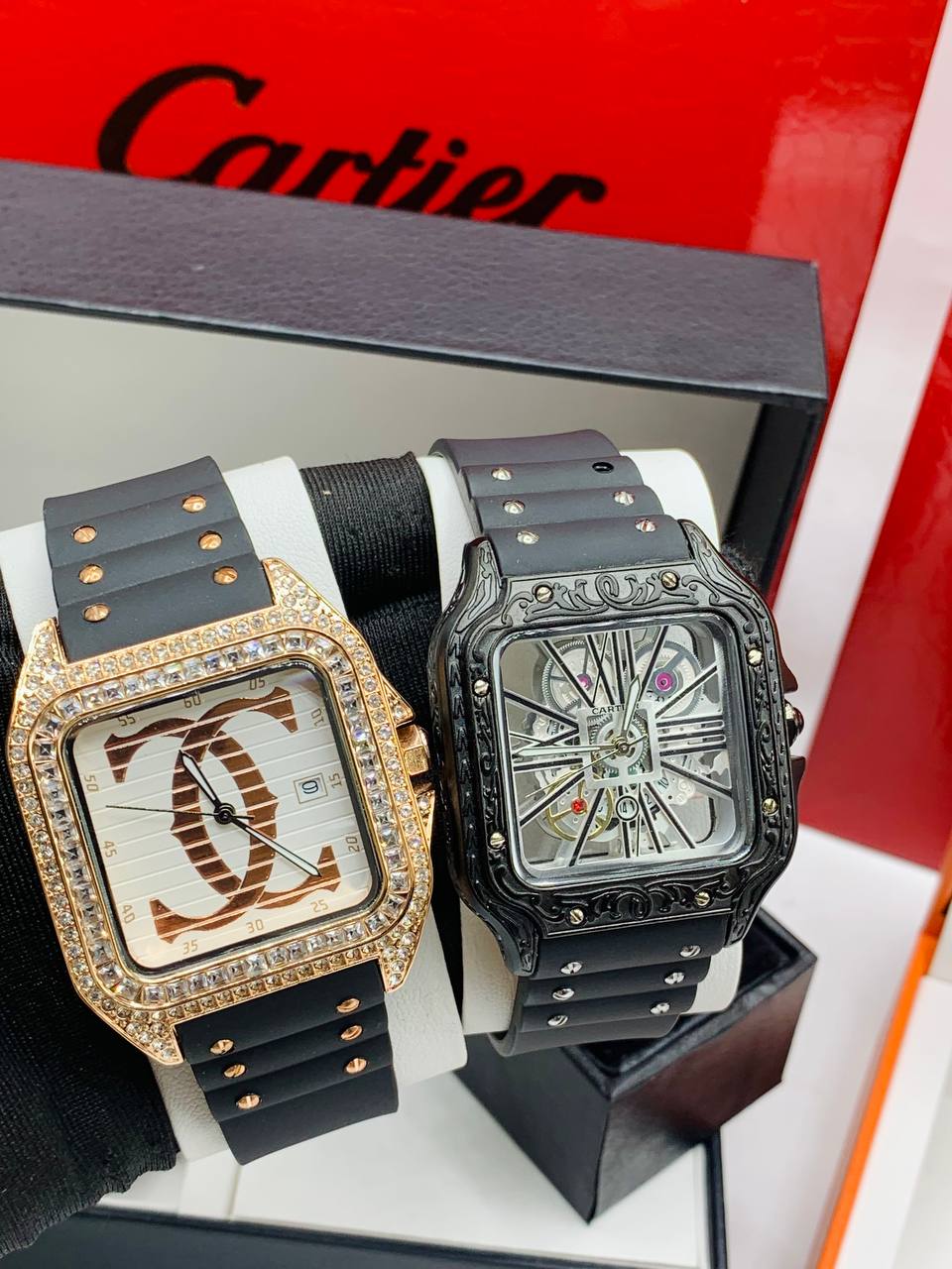 Luxury Cartier Watch with Cufflinks and Bracelet Combo